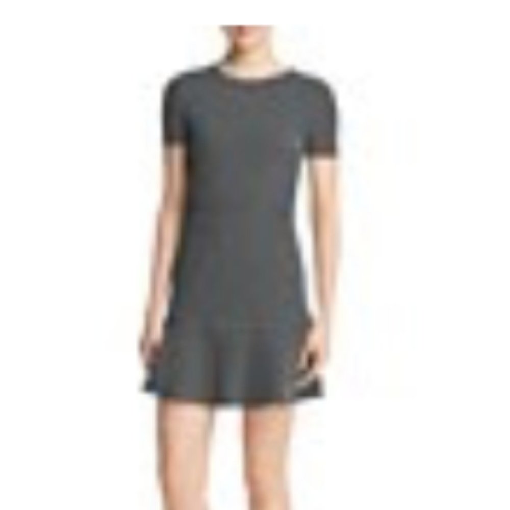 Aqua ruffle him grid patterned mini dress